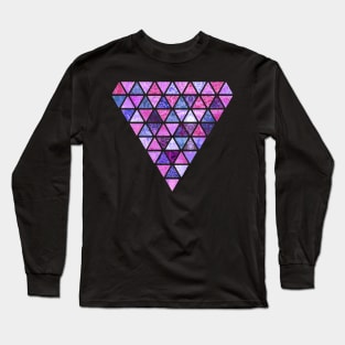 Berry Purples - Triangle Patchwork Pattern Long Sleeve T-Shirt